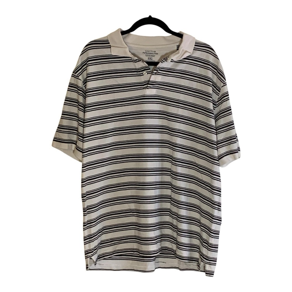 Cactus Performance Mens XXLPolo Golf Black And White Stripped